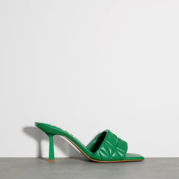 Zara Shoes - Zara Green Quilted Leather Heeled Mules